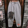 画像1: {MOMENTARY PSYCHO ART} DEMON FACE SWEAT PANTS / GRAY (1)