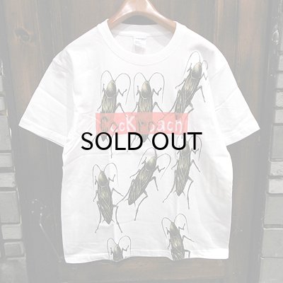 画像1: {MOMENTARY PSYCHO ART} "Cock roach" MULTI PRINT T-SHIRTS / WHITE