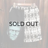 {NO MAD NUMSKULL} ORIGINAL PATTERN SHORT PANTS / "Franken" / BLACK×MINT / M