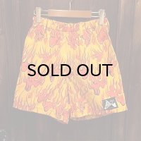 {NO MAD NUMSKULL} ORIGINAL PATTERN SHORT PANTS / FIRE / YELLOW×RED