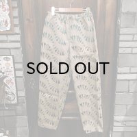 {NO MAD NUMSKULL} ORIGINAL PATTERN LONG PANTS / "TEETH" / LIGHT BEIGE×BLACK×GREEN