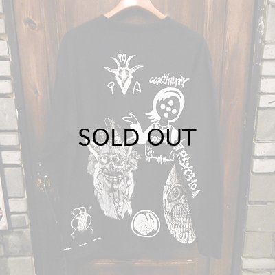 画像3: {MOMENTARY PSYCHO ART} "MULTI PRINT" L/S T-SHIRTS / BLACK / (L) / "COW LOGO"