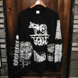 画像1: {MOMENTARY PSYCHO ART} "MULTI PRINT" L/S T-SHIRTS / BLACK / (M) / "COW LOGO" (1)