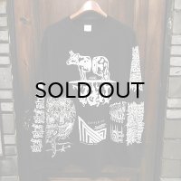 {MOMENTARY PSYCHO ART} "MULTI PRINT" L/S T-SHIRTS / BLACK / (M) / "COW LOGO"