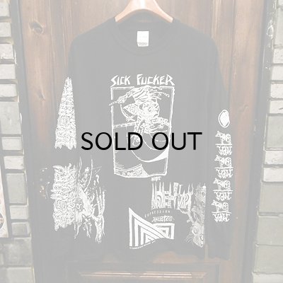 画像1: {MOMENTARY PSYCHO ART} "MULTI PRINT" L/S T-SHIRTS / BLACK / (M) / "SICK FUCKER"