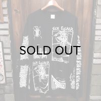 {MOMENTARY PSYCHO ART} "MULTI PRINT" L/S T-SHIRTS / BLACK / (XL) / "SICK FUCKER"