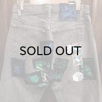 "USED" {NO MAD NUMSKULL} Remake DENIM PANTS / BLACK / 30inch