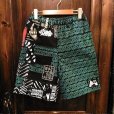 画像1: {NO MAD NUMSKULL} ORIGINAL PATTERN SHORT PANTS / LOGO2&PATCHWORK / BLACK×GREEN / (M) (1)