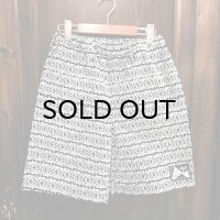 {NO MAD NUMSKULL} ORIGINAL PATTERN SHORT PANTS / LOGO2 / BLACK×WHITE / (M,L)