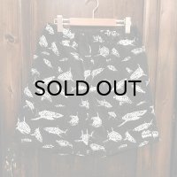 {PARADOX × NO MAD NUMSKULL} ORIGINAL PATTERN SHORT PANTS / "SHARK" / BLACK×WHITE