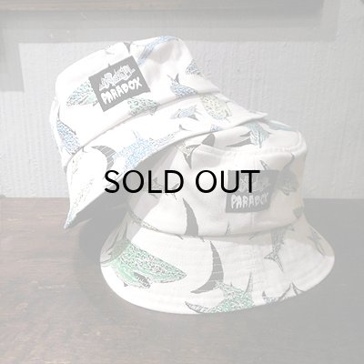 画像1: {PARADOX × NO MAD NUMSKULL} ORIGINAL PATTERN BUCKET HAT / "SHARK" / 生成り