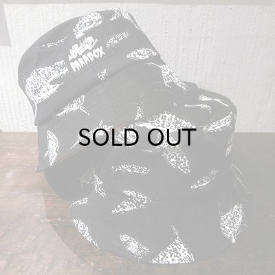 画像1: {PARADOX × NO MAD NUMSKULL} ORIGINAL PATTERN BUCKET HAT / "SHARK" / BLACK