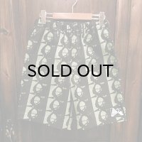 {NO MAD NUMSKULL} ORIGINAL PATTERN SHORT PANTS / "GB" / GREEN×BLACK / (M)