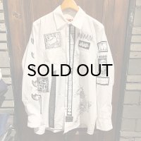 {NO MAD NUMSKULL} PATCH L/S WORK SHIRTS / WHITE / M