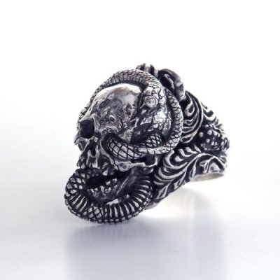 画像2: ※受注商品※ {GRYPHON} Gimmick ring & pendant Skull Rolled Snake