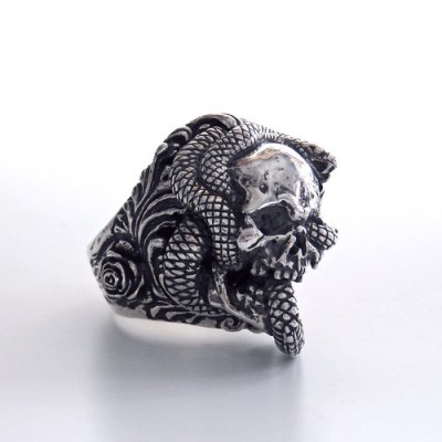 画像1: ※受注商品※ {GRYPHON} Gimmick ring & pendant Skull Rolled Snake