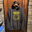 画像1: {THRIFTY LOOK} "WORN-OUT" BAND HOODIE / Yellow Smily (1)