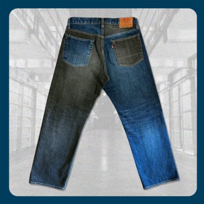 画像2: ※受注商品※ {HANG} B.S.H.C.I. PRISON CRAZY DENIM PANTS “BSHCI"