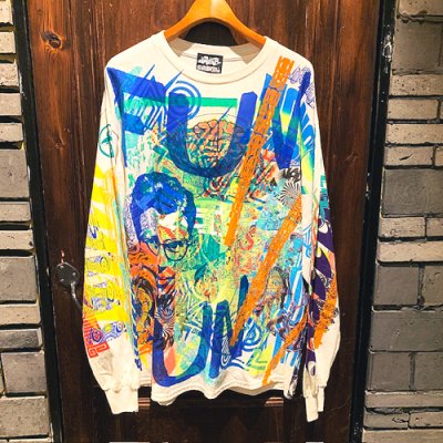 画像1: {NO MAD NUMSKULL} SPECIAL MULTI PRINT L/S T-SHIRTS (WHITE)