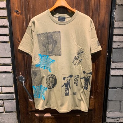 画像1: {NO MAD NUMSKULL} "HALLUCINATION CLUB" MULTI PRINT T-SHIRTS (OLIVE)