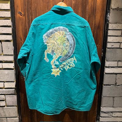 画像2: {SHUNSUKE}  used nel shirts(GREEN)