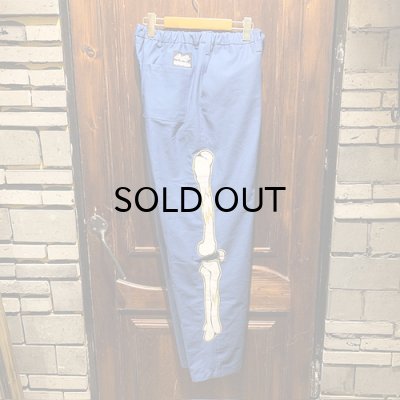 画像1: {NO MAD NUMSKULL} ORIGINAL PATTERN LONG PANTS / "FELT PATCH BONE" / BLUE