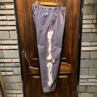 {NO MAD NUMSKULL} ORIGINAL PATTERN LONG PANTS / "FELT PATCH BONE" / GRAY