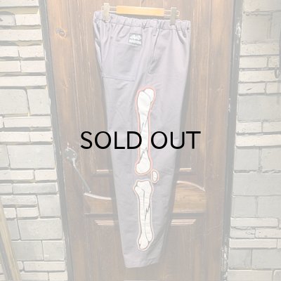 画像1: {NO MAD NUMSKULL} ORIGINAL PATTERN LONG PANTS / "FELT PATCH BONE" / GRAY