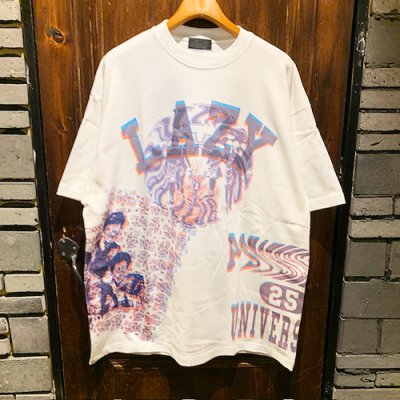 画像1: {NO MAD NUMSKULL} "HALLUCINATION CLUB" COLLAGE MULTI PRINT S/S T-SHIRTS (WHITE)