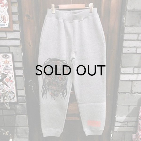 画像1: {MOMENTARY PSYCHO ART} DEMON FACE SWEAT PANTS / GRAY (1)