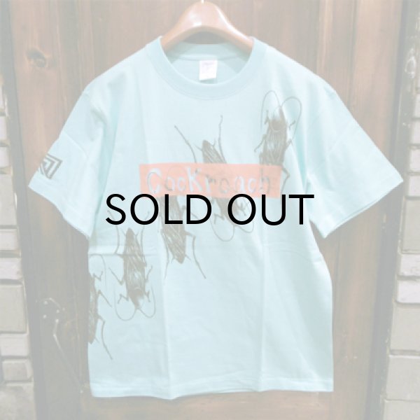 画像1: {MOMENTARY PSYCHO ART} "Cock roach" MULTI PRINT T-SHIRTS / MINT (1)