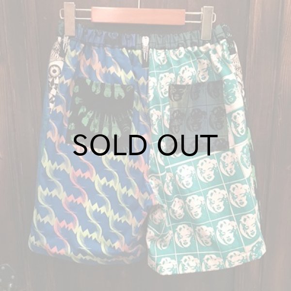 画像2: {NO MAD NUMSKULL} ORIGINAL PATTERN SHORT PANTS / CRAZY PATTERN / M (2)