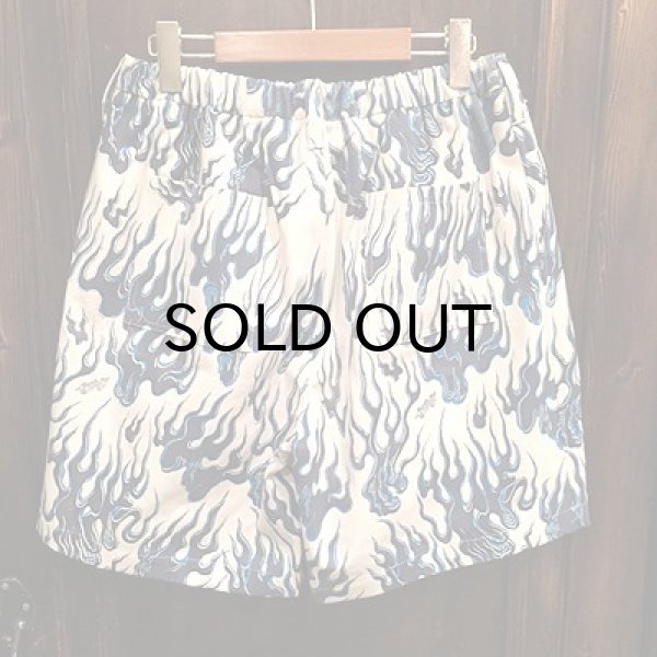 画像4: {NO MAD NUMSKULL} ORIGINAL PATTERN SHORT PANTS / FIRE / 生成り×PURPLE (4)