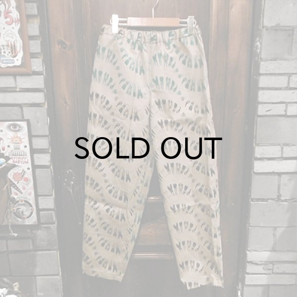 画像1: {NO MAD NUMSKULL} ORIGINAL PATTERN LONG PANTS / "TEETH" / LIGHT BEIGE×BLACK×GREEN (1)