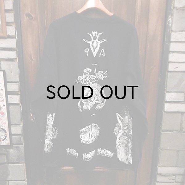 画像2: {MOMENTARY PSYCHO ART} "MULTI PRINT" L/S T-SHIRTS / BLACK / (XL) / "SICK FUCKER" (2)