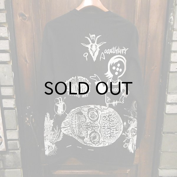 画像2: {MOMENTARY PSYCHO ART} "MULTI PRINT" L/S T-SHIRTS / BLACK / (M) / "SICK FUCKER" (2)