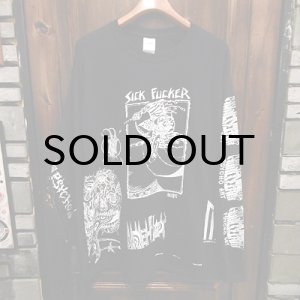 画像: {MOMENTARY PSYCHO ART} "MULTI PRINT" L/S T-SHIRTS / BLACK / (L) / "SICK FUCKER"