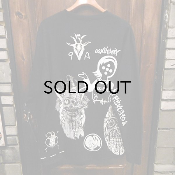 画像3: {MOMENTARY PSYCHO ART} "MULTI PRINT" L/S T-SHIRTS / BLACK / (L) / "COW LOGO" (3)