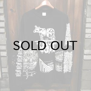 画像: {MOMENTARY PSYCHO ART} "MULTI PRINT" L/S T-SHIRTS / BLACK / (M) / "COW LOGO"