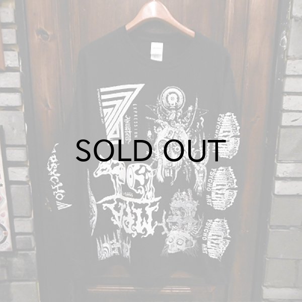 画像1: {MOMENTARY PSYCHO ART} "MULTI PRINT" L/S T-SHIRTS / BLACK / (L) / "COW LOGO" (1)