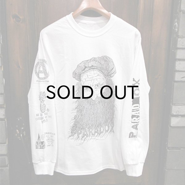 画像1: {PARADOX} Front ver. "Beard" L/S T-SHIRTS / WHITE / (M-L) (1)