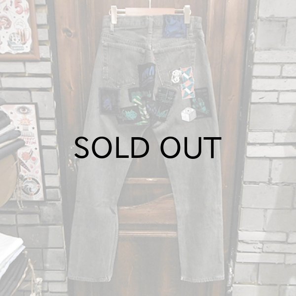画像3: "USED" {NO MAD NUMSKULL} Remake DENIM PANTS / BLACK / 30inch (3)