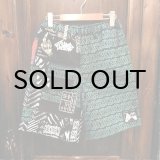 画像: {NO MAD NUMSKULL} ORIGINAL PATTERN SHORT PANTS / LOGO2&PATCHWORK / BLACK×GREEN / (M)