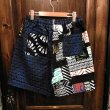 画像2: {NO MAD NUMSKULL} ORIGINAL PATTERN SHORT PANTS / LOGO2&PATCHWORK / BLACK×BLUE / (L) (2)