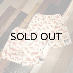 画像: {PARADOX × NO MAD NUMSKULL} ORIGINAL PATTERN SHORT PANTS / "SHARK" / 生成り×ORANGE系