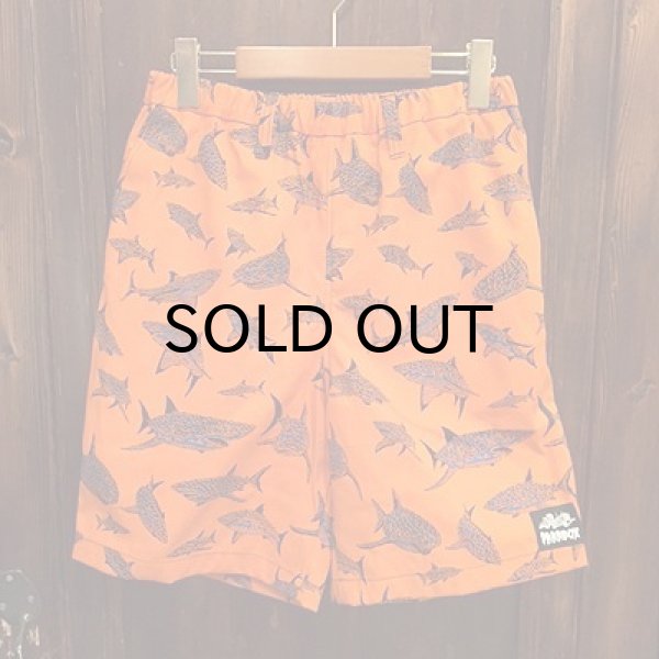 画像1: {PARADOX × NO MAD NUMSKULL} ORIGINAL PATTERN SHORT PANTS / "SHARK" / ORANGE×BLUE (1)