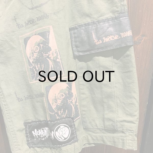 画像4: {MOMENTARY PSYCHO ART} USED CAMO CARGO SHORTS / OLIVE (4)
