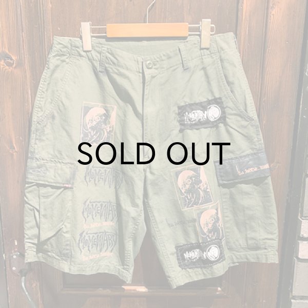 画像1: {MOMENTARY PSYCHO ART} USED CAMO CARGO SHORTS / OLIVE (1)