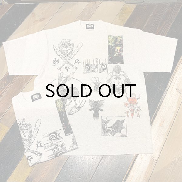 画像1: {Momentary Psycho Art} MULTI PRINT T-SHIRTS / ASHGREY(B) (1)