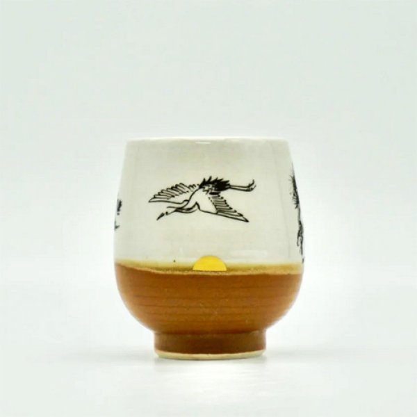 画像2: {九九谷} 鷺 湯呑み 2個セット (2)